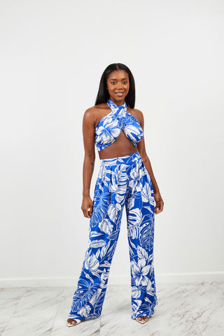 Tie Back Tropical Print Set